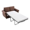 Pull Out Sofa Bed Loveseat Sleeper With Twin Size Memory Mattress With Two USB Ports For Living Room Spaces - Brown - Image 11