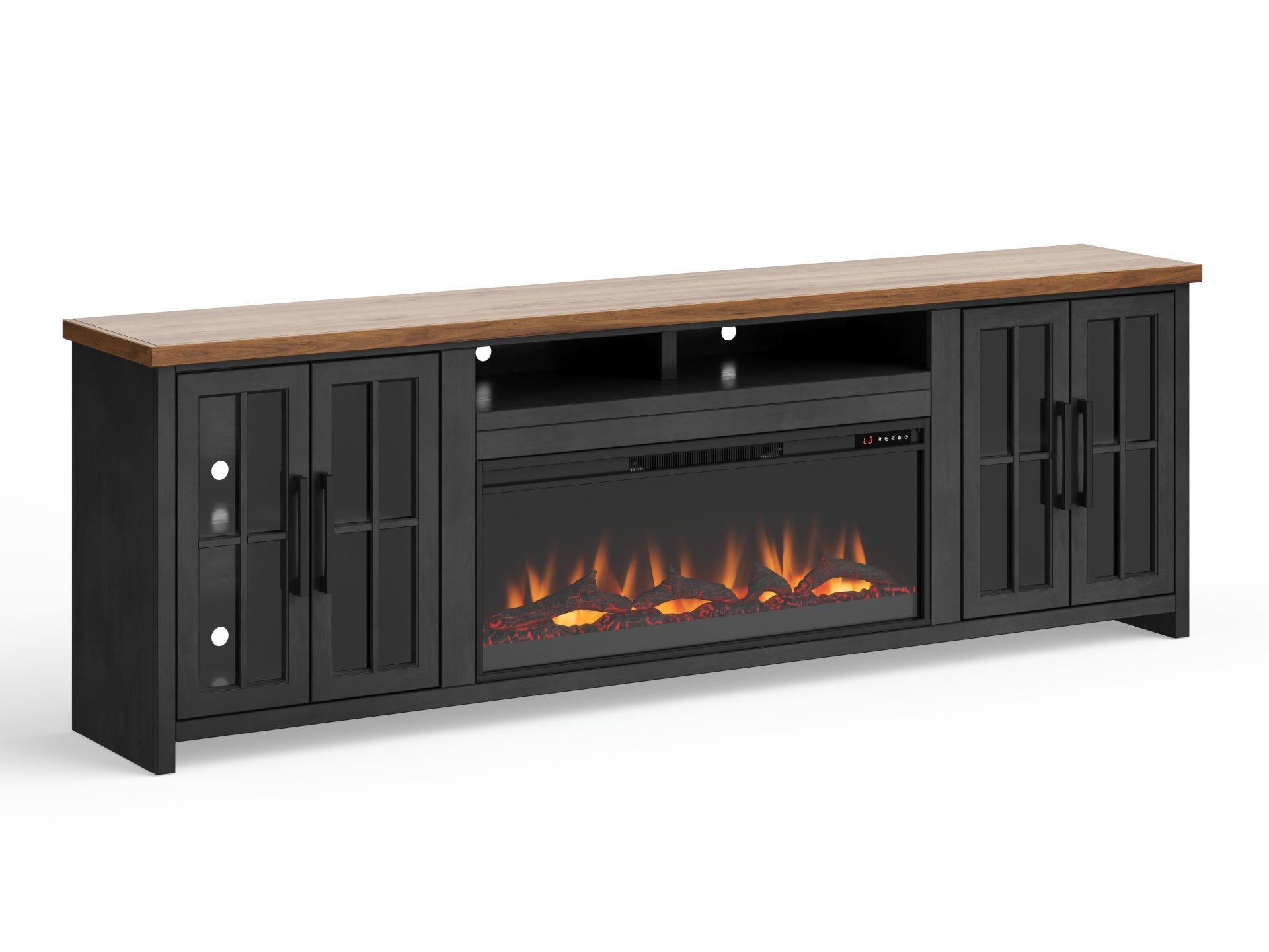 Essex - Fireplace TV Stand Console For TVs Up To 100" - Black, Whiskey - Image 6