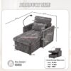 Multifunctional Recliner With Storage Backrest And Cell Phone Bracket Chenille For Living Room And Bedroom - Gray - Image 3