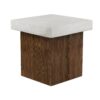 Mgo Square Side Table With Faux Stone Top And Wood Frame - Antique White / Natural Wood - Image 5