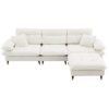 L Shaped Convertible Sectional Sofa 4 Seat Tufted Couch Set With Two Tone Adjust Legs Cloud Movable Ottoman - White - Image 2