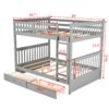 Full Over Full Bunk Bed With Ladders And 2 Storage Drawers - Gray - Image 12
