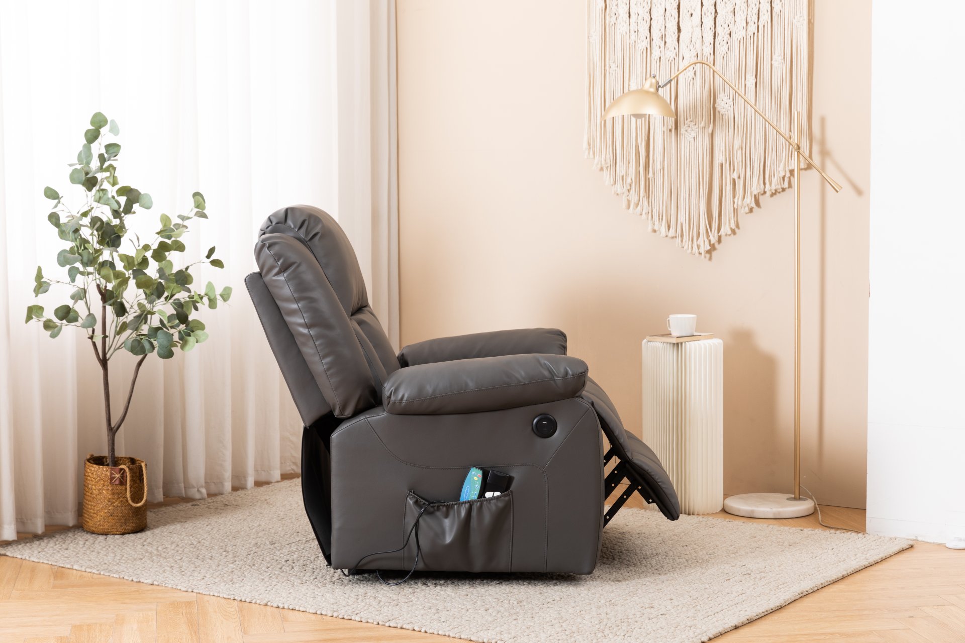 Electric Power Massage Recliner Chair - Dark Gray - Image 9