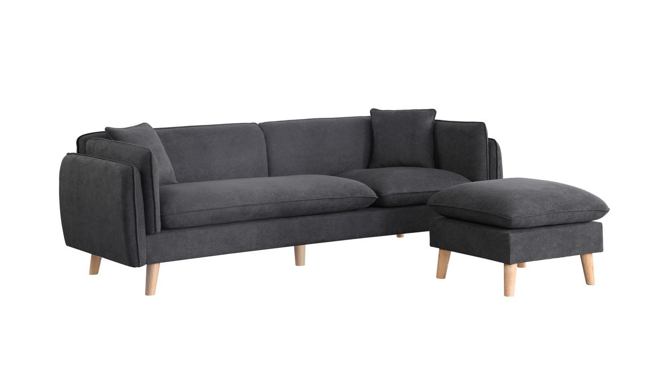 Brayden - Fabric Sectional Sofa Chaise - Dark Gray - Image 7