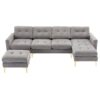 Convertible Sectional Sofa Couch With Movable Ottoman - Light Gray - Image 12