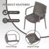 4 Piece Stackable Single Chairs With Vertical Stripe Design For All Weather - Warm Gray - Image 14