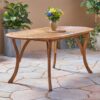 Outdoor Table With Smooth Lines, Slat Top - Teak - Image 8