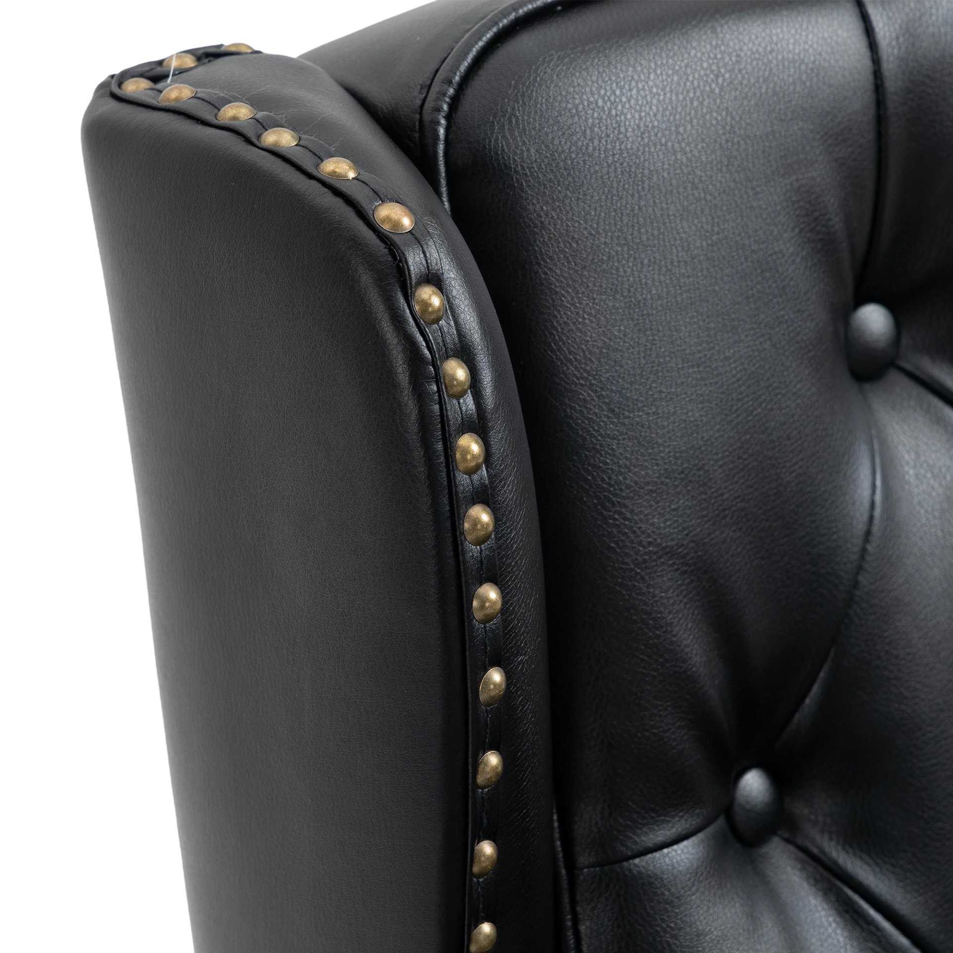 Modern Accent Armchair With Sturdy Wood Legs Leather For Living Room Or Bedroom - Black - Image 15
