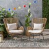 Outdoor Rattan Accent Chair With Metal Legs - Brown - Image 2