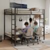 Ethan - Full Over Twin Bunk Bed With Desk, Charging Station, Storage Shelves, Safety Guard And Stairs - Black - Image 2