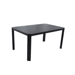 Modern Outdoor Table With Alternating Wide And Narrow Slats, Angled Corners, 2" Big Umbrella Hole, And Adjustable Non Slip Pads - Bourbon Brown