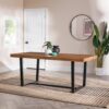 Modern Distressed And Open Frame Dining Table - Oak - Image 5