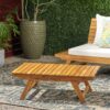 Outdoor Coffee Table With Open Slat Design And Acacia Wood Frame - Teak - Image 2