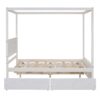 Full Size Canopy Platform Bed With 4 Drawers And Support Slats, No Box Spring Needed - Brushed White - Image 3