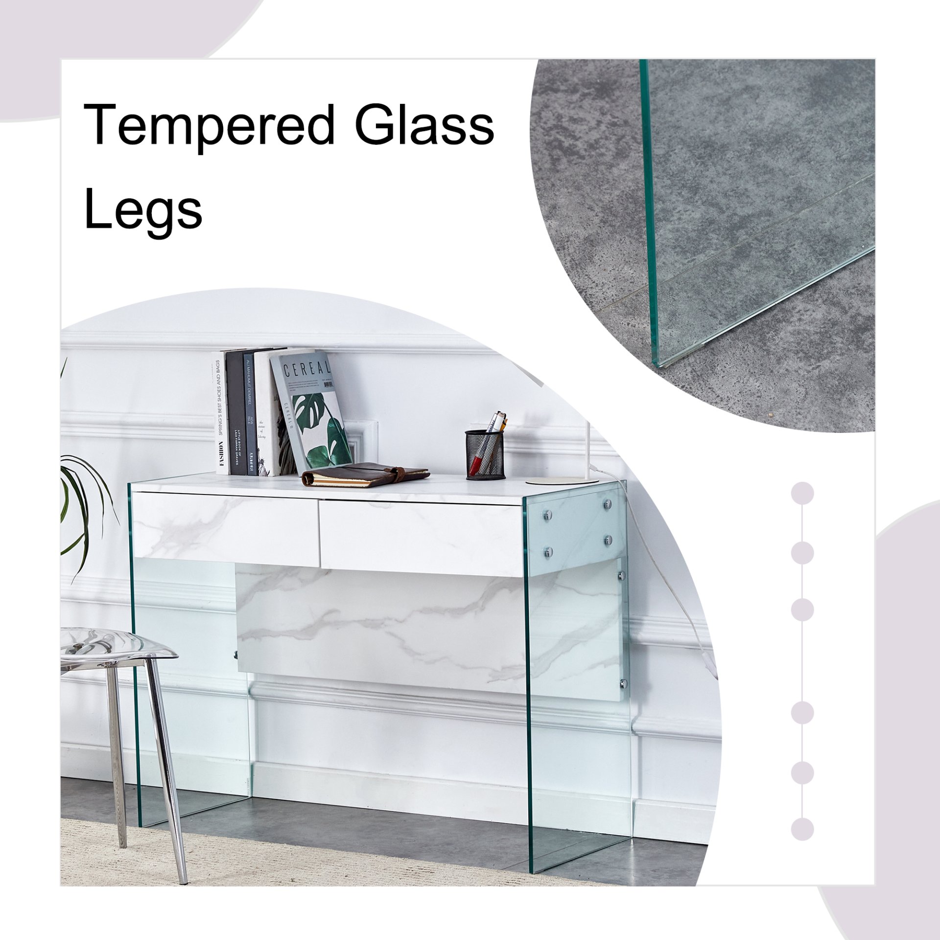 Environmental Protection Minimalist Dresser, Desk, Desktop Computer Desk, With Double Drawer Storage Space, Simple Home, Perfect For Various Styles - White - Image 9