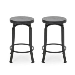 Modern Industrial Counter Stool Set With Swivel Function - Black