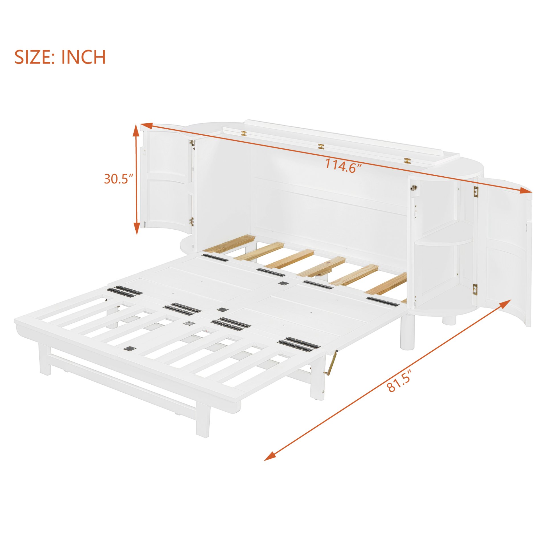 Queen Murphy Bed With Hidden Storage & Modern Woven Design - White - Image 8