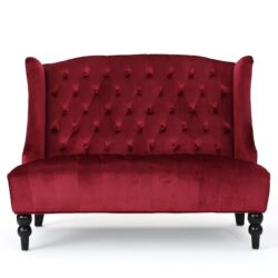 Nurturing - Upholstered Loveseat With Wing Back And Diamond Tufting - Wine Red