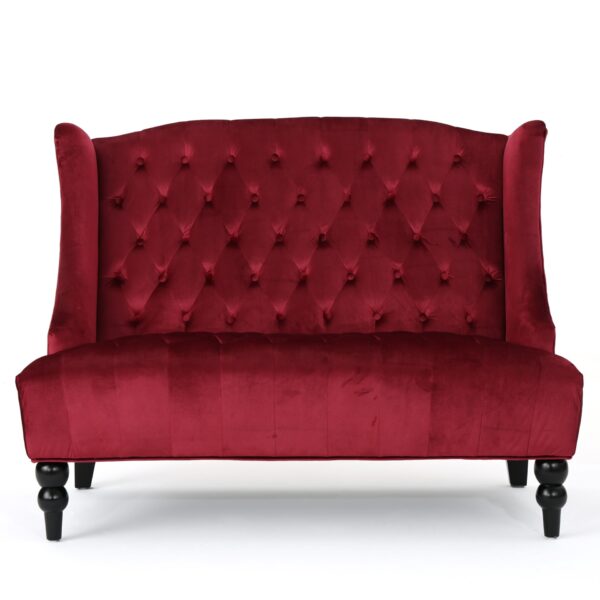 Nurturing - Upholstered Loveseat With Wing Back And Diamond Tufting - Wine Red