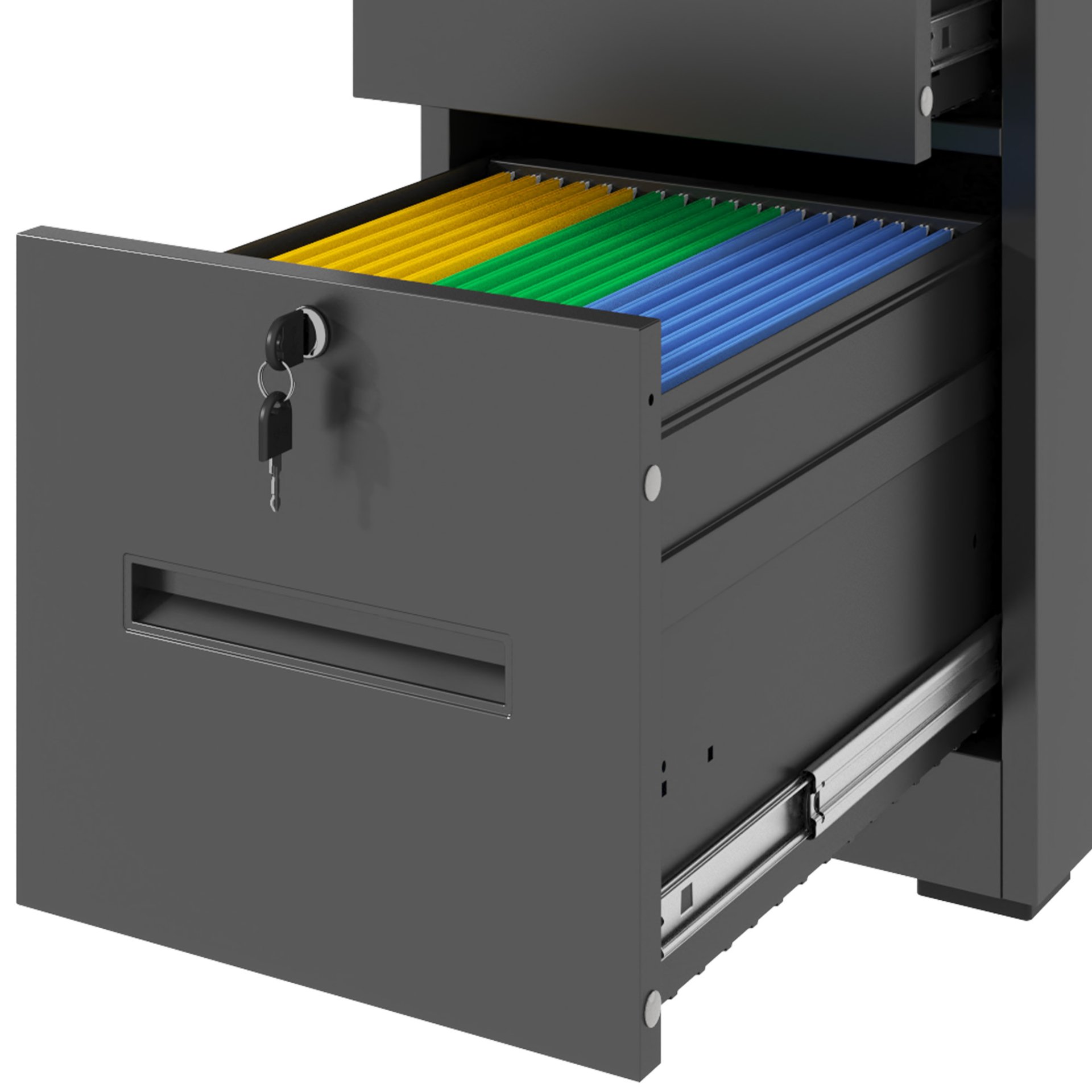 Modern 4 Drawer Metal Vertical Filing Cabinets With Lock For Home Office, Steel Construction, Letter / Legal / A4 / F4 Size - Brushed Nickel - Image 9