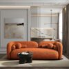 Donna - Japandi Style Boucle Sofa - Brown / Burnt Orange / Orange - Image 2