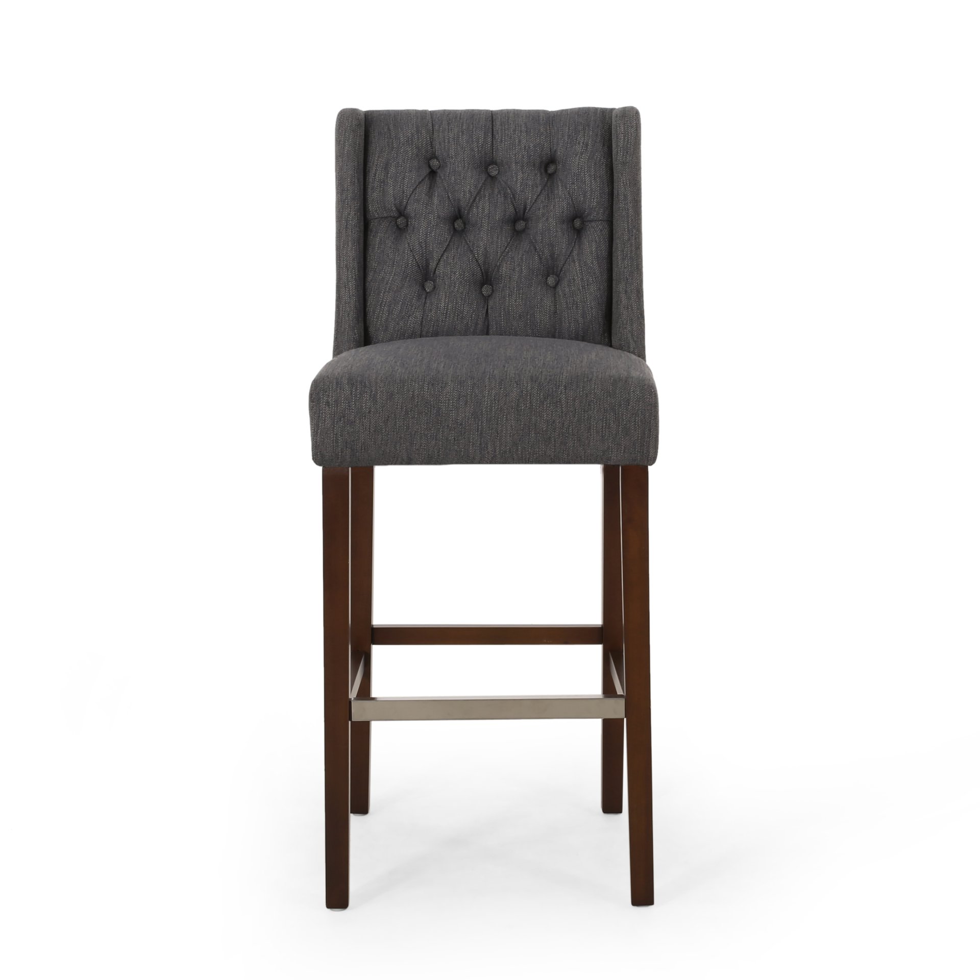 Solstara - Upholstered Fabric Dining Barstool With Button Tufted And Wing Back - Charcoal - Image 5