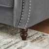 Chesterfield Velvet Upholstery Fabric Sofa With Roll Armrest And Nailhead, Mid Century Modern 2 Seater Couch - Gray - Image 10