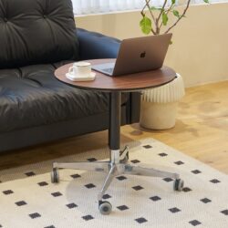 Movable Adjustable Coffee Table 360 Swivel Counter Bar Height Aluminum Star Base Movable For End Table Dining Room Home Kitchen Table - Brown