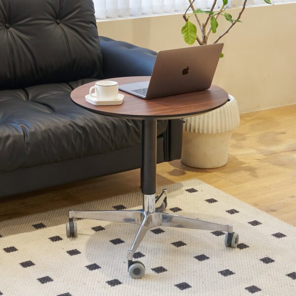 Movable Adjustable Coffee Table 360 Swivel Counter Bar Height Aluminum Star Base Movable For End Table Dining Room Home Kitchen Table - Brown