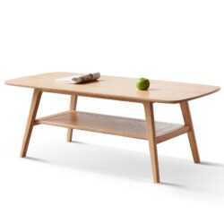 Center Low Table, Coffee Table With Storage Shelf - Natural