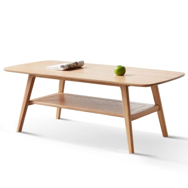 Center Table Low Table 100% Solid Wood Top Plate Desk Coffee Table Study Desk Work From Home Natural Wood With Storage Shelf Writing Desk - Oak