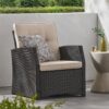 St Marta - Single Sofa Outdoor Relaxation Rattan Iron Waterproof Fabric - Dark Brown - Image 5