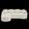 Compression Sofa: Combining Chaise Longue With 3 Seater, Wood Grain Chenille Fabric, Full Sponge Compression Sofa, Combined Sofa With 4 Pillows For Living / Home Furniture / Apartment - White - Image 12