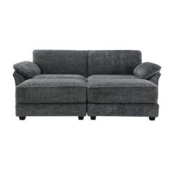 Free Combination Modular Convertible Sectional Sofa Bed Set, 4 Seat Upholstered Sleeper Corner Couch, Deep Seat Loveseat With Ottoman - Gray