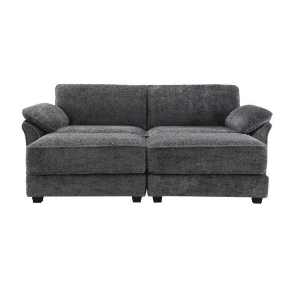 Free Combination Modular Convertible Sectional Sofa Bed Set, 4 Seat Upholstered Sleeper Corner Couch, Deep Seat Loveseat With Ottoman - Gray