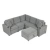 Sectional Sofa Convertible Pull Out Sofa Bed L - Shaped Sofa U - Shaped Sofa With A Movable Storage Ottoman For Living Room - Gray - Image 15