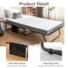 Folding Bed With Mattress, Sportable Foldable Bed With Storage Cover, Srollaway Bed For Adults With Memory Foam Mattress And Metal Frame, Scot Size Guest Bed On Wheels - Black - Image 6