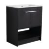 Modern Freestanding 30" Bathroom Vanity With Ceramic Sink, Soft Closing Doors Cabinet - Dark Oak - Image 12