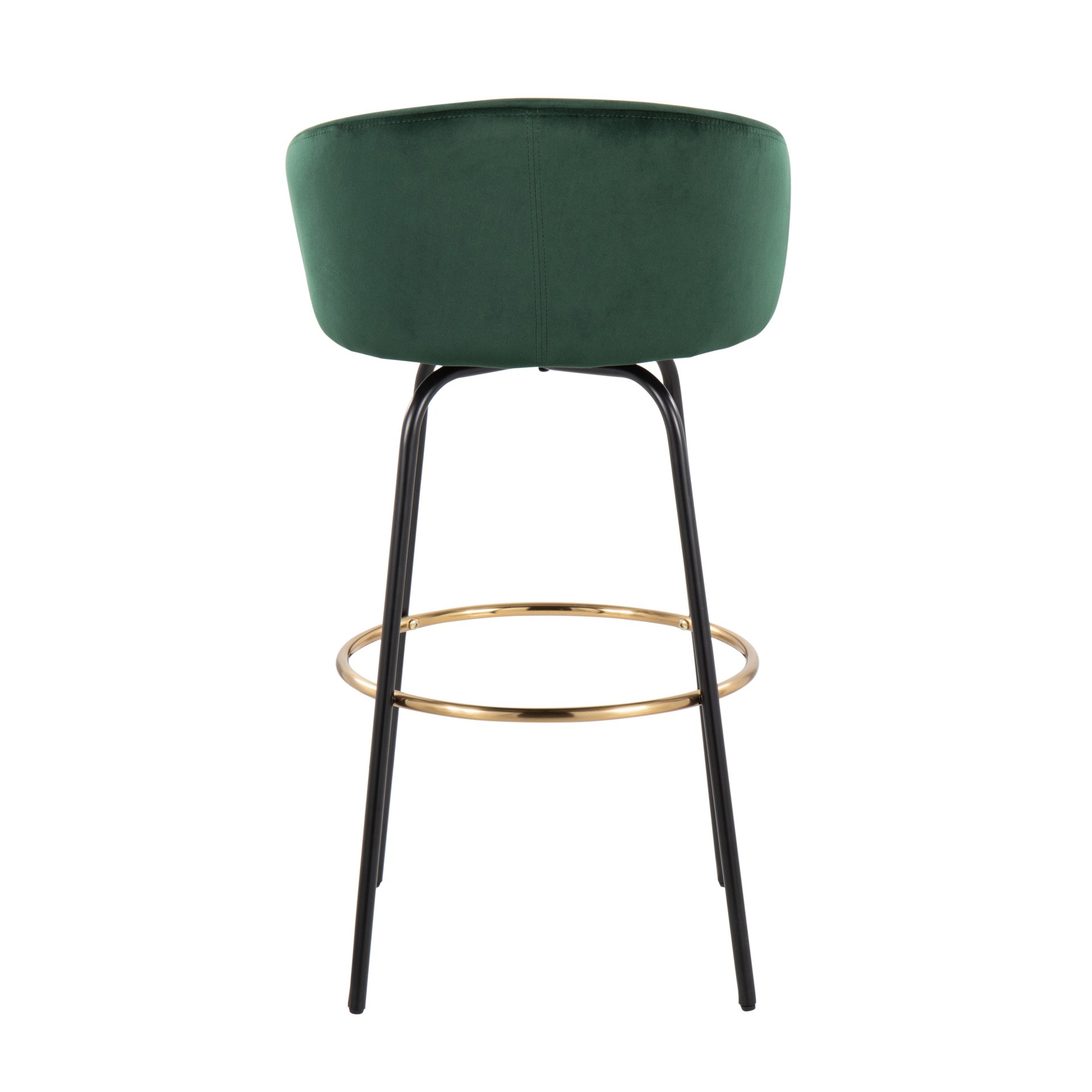 Claire - Contemporary / Glam Barstool With Footrest (Set of 2) - Black / Emerald Green - Image 5