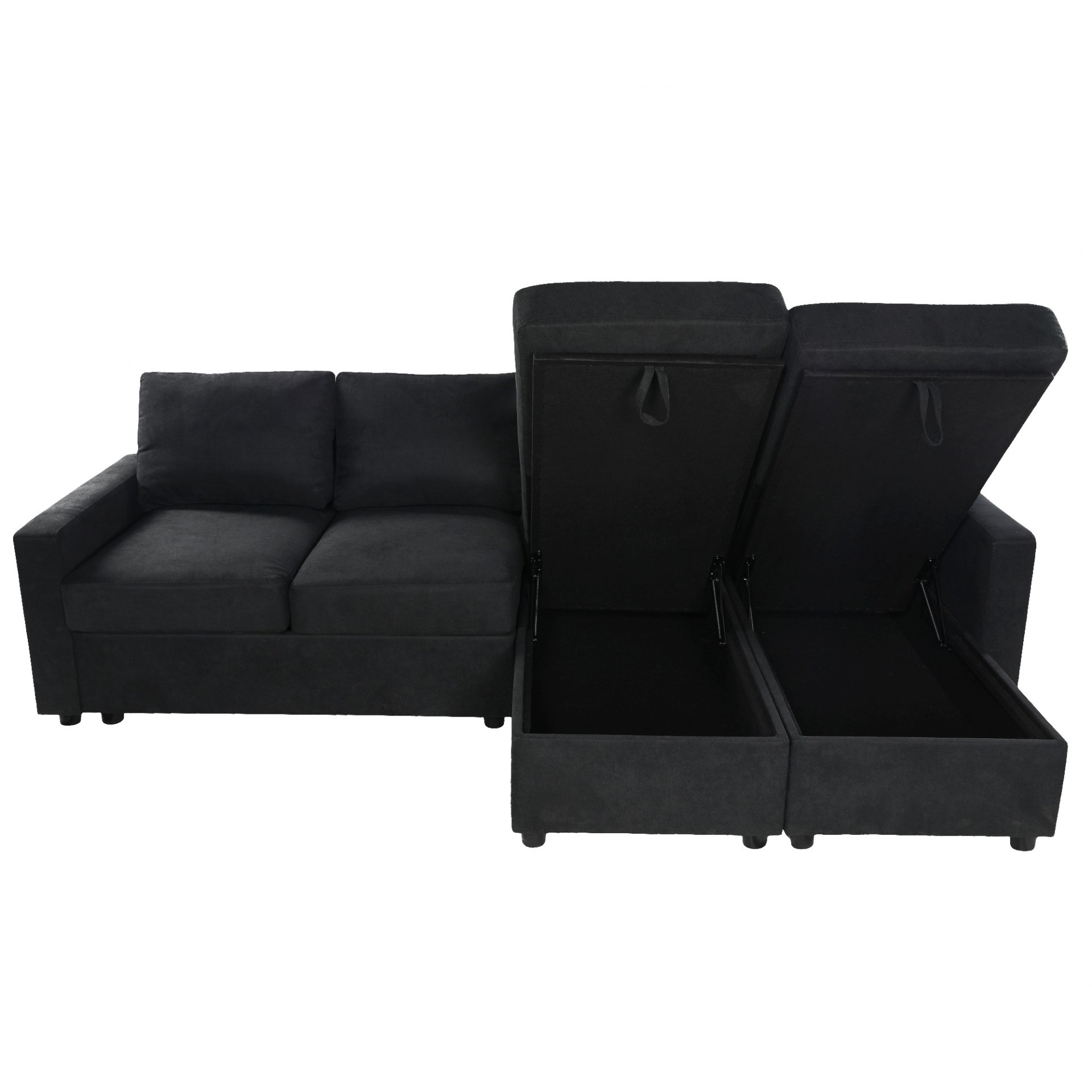 Convertible U Shaped Sectional Sofa With Storage Chaise Lounges And USB Ports - Black - Image 20