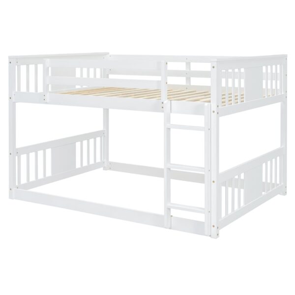 Full Over Full Bunk Bed With Ladder - White