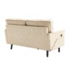 Mid Century Modern Loveseat Sofa, 2 Seater With USB & Removable Pillow Cover - Camel - Image 18
