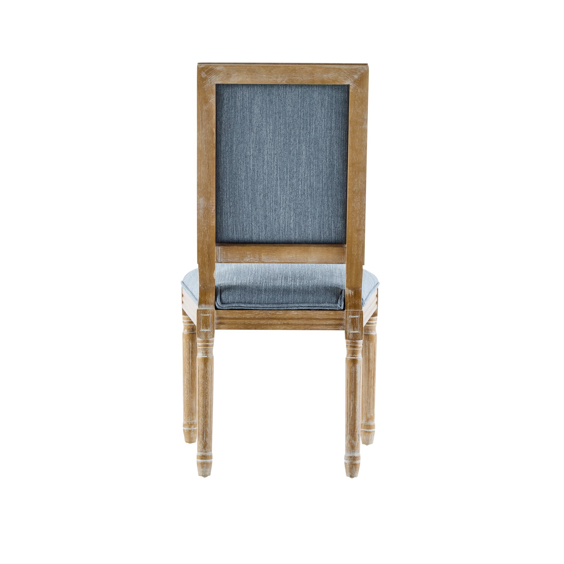 Vintage Inspired French Country Dining Chairs (Set of 4) With Cane Backrest & Upholstered Seats - Slate Blue - Image 14