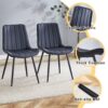 Ergonomic Extended Seat Cushion Dining Chair (Set of 4) With Integral Metal Leg Structure - Black - Image 6