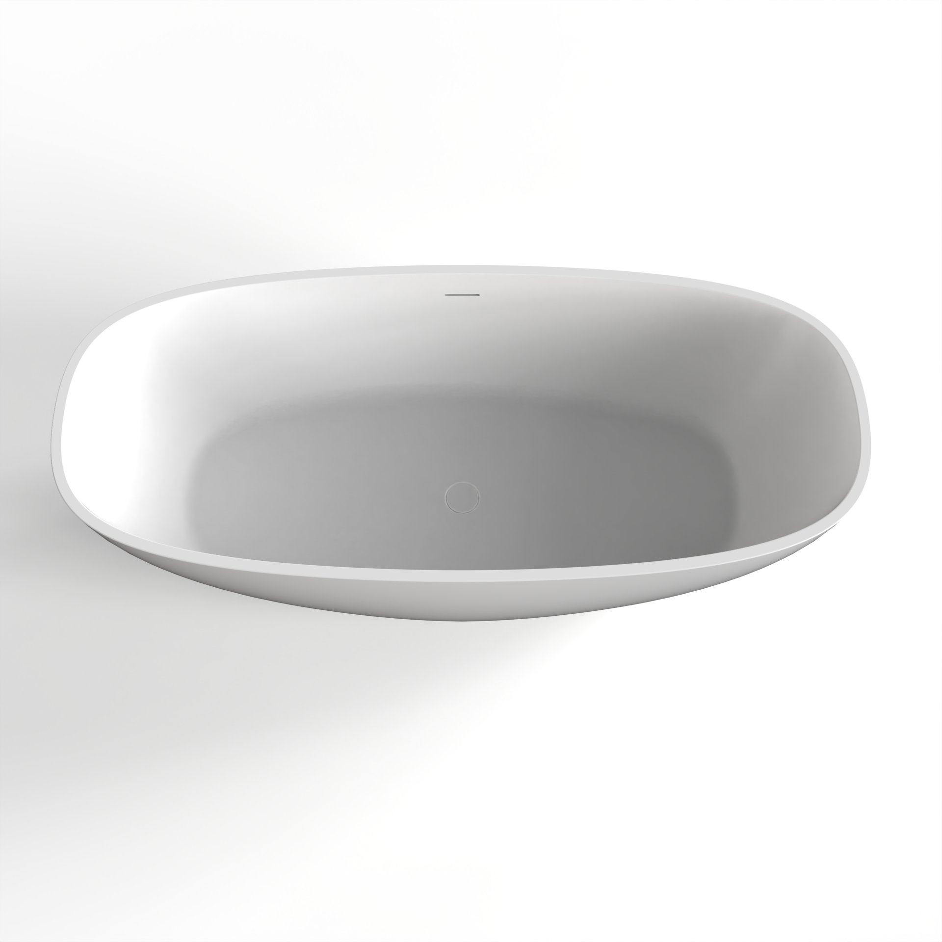 Soaking Bathtub, Freestanding, Solid Surface - Matte White - Image 7