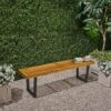 Intrinsic - Outdoor Dining Bench With Iron Legs And Slat Top -Teak / Black - Image 4