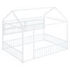 Full Size Bed House Frame With Fence And Shelves - White - Image 15