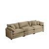 Mid Century Modern Sectional Sofa 3 Seater With Arm And Throw Pillows - Tan - Image 7