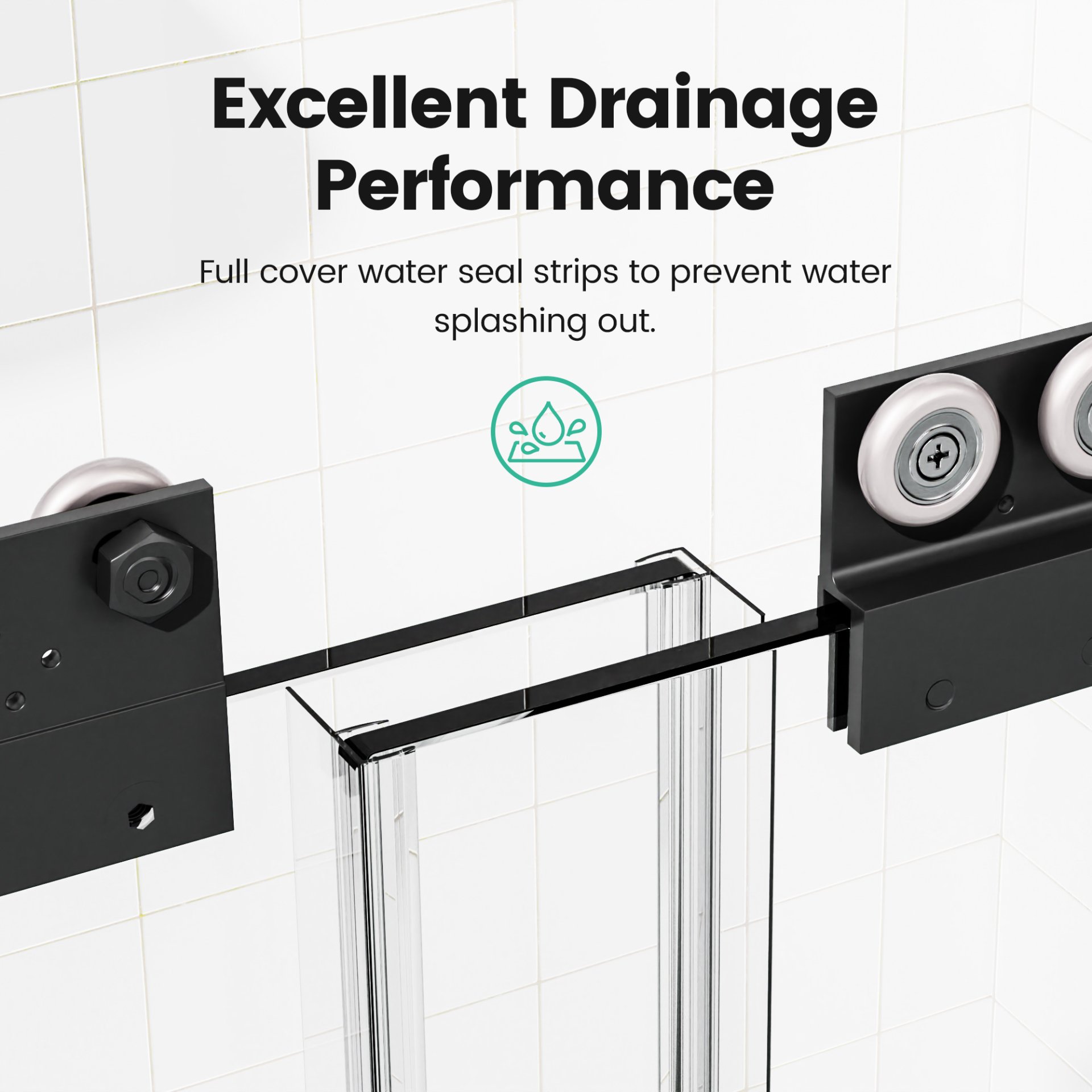 Semi Frameless Double Sliding Shower Door - Black - Image 4