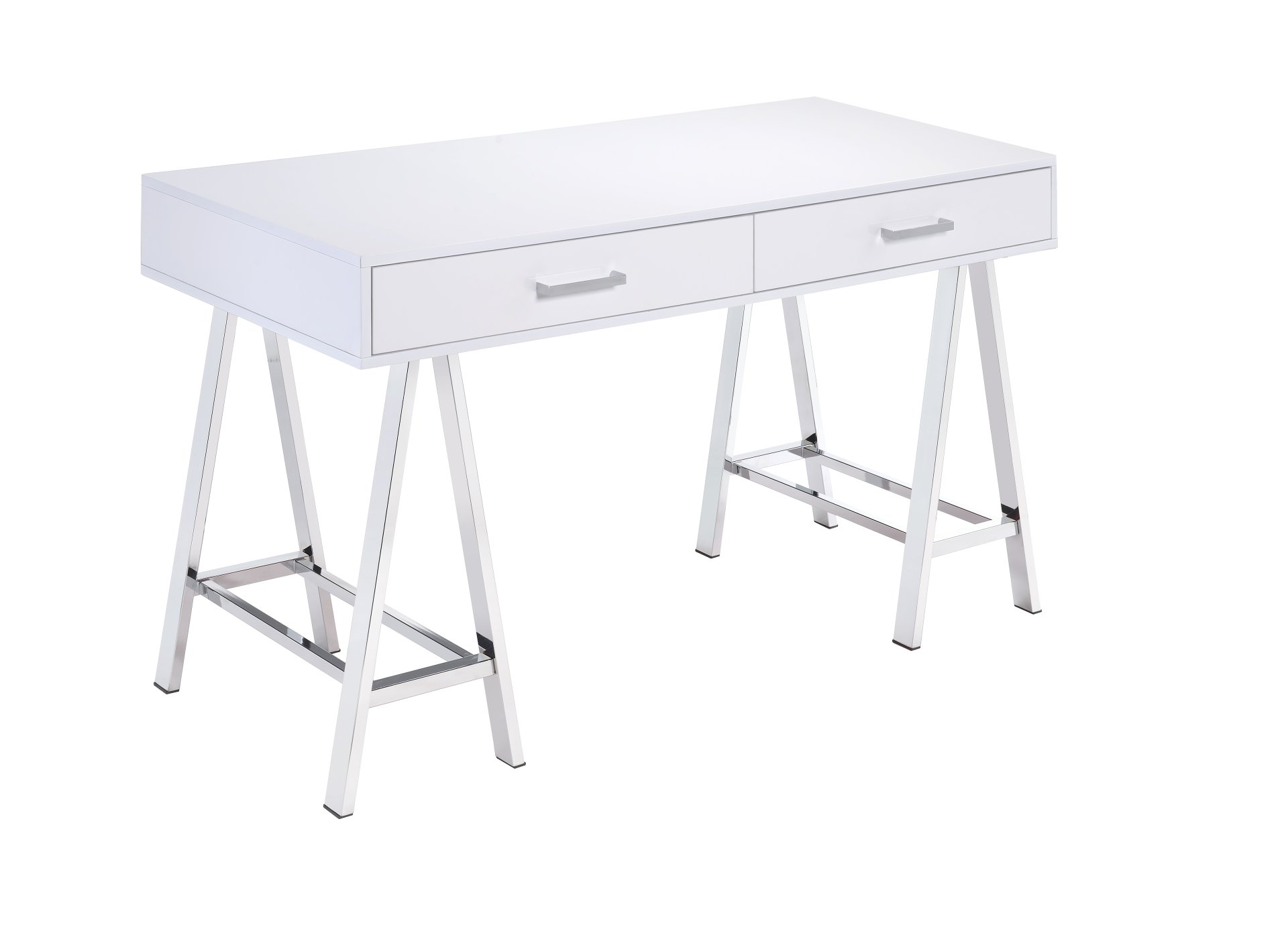 Coleen - High Gloss Writing Desk With USB - Chrome / White - Image 4